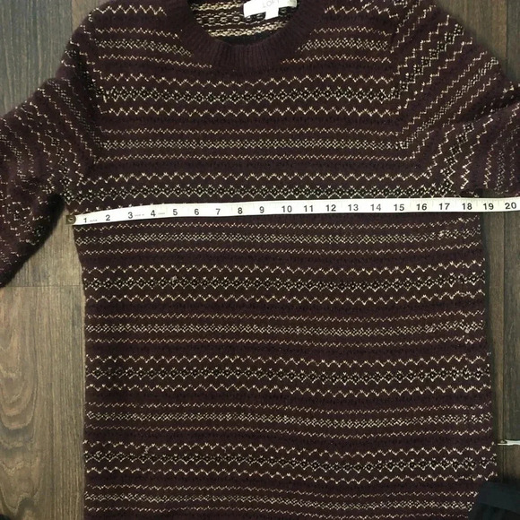 Loft Maroon and Gold stripped Sweater Dress Women’s Petite Large - Picture 10 of 12